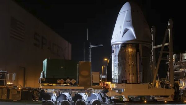 SPACEX DRAGON CAPSULE ARRIVES AT LAUNCH SITE FOR CREW-10 ASTRONAUT FLIGHT TO ISS